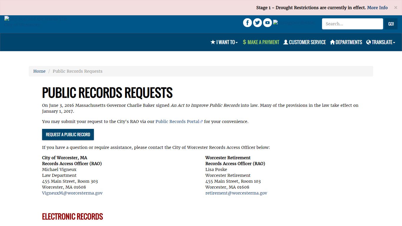 Public Records Requests | City of Worcester, MA